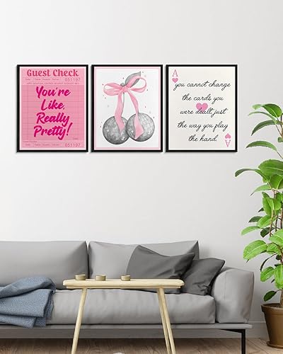 Miniatura 5 de WEZADUK Decoración artística de pared rosa preparada, póster de arte de pared de coqueta, decoración estética de habitación de cerezo, pintura retro