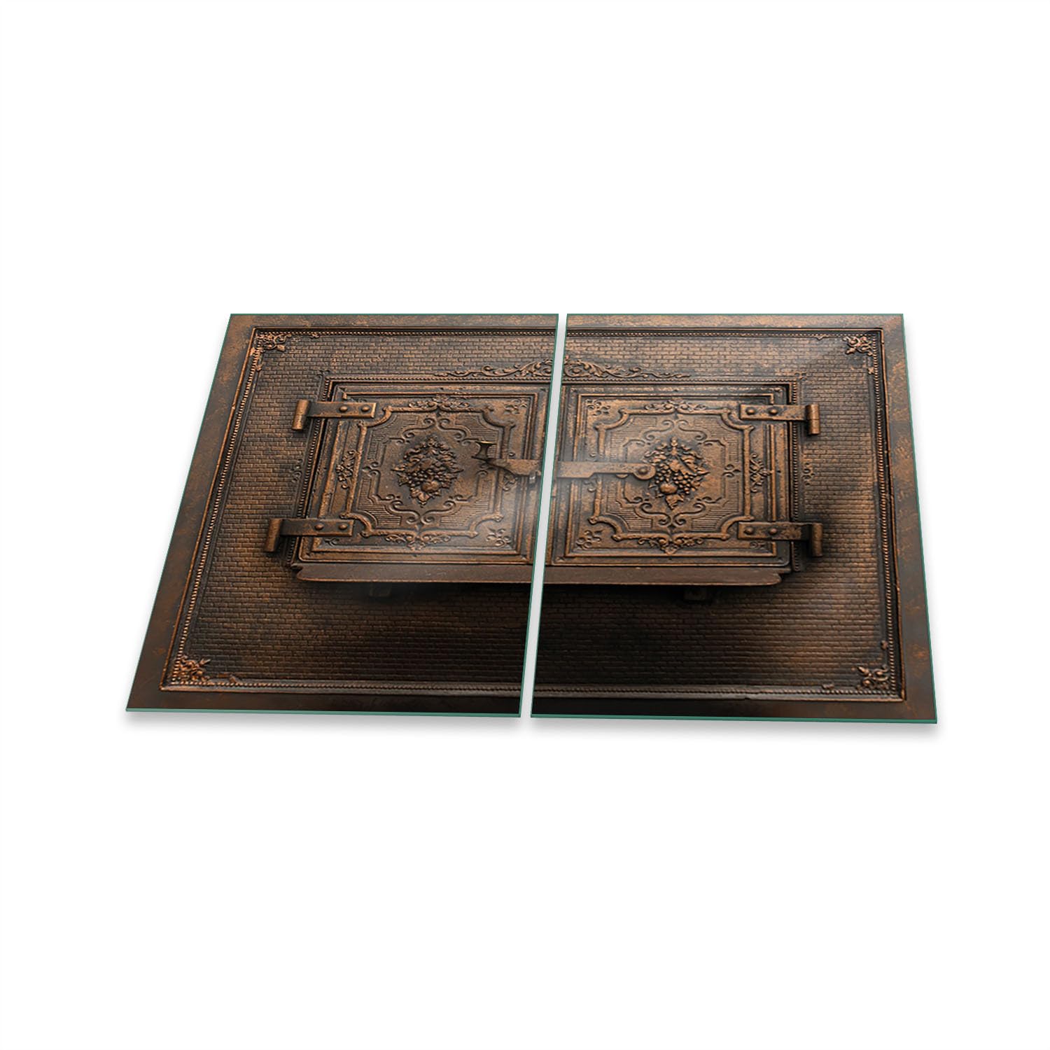 Herdabdeckplatte Abdeckung Ceranfeld Abdeckplatte Schneidebrett 2-Teilig 80x52 Textur Braun Spritzschutz Glasplatte Ceranfeldabdeckung Schutz Herdschutz Sicherheitsglas Glasschneidebrett 2x40x52