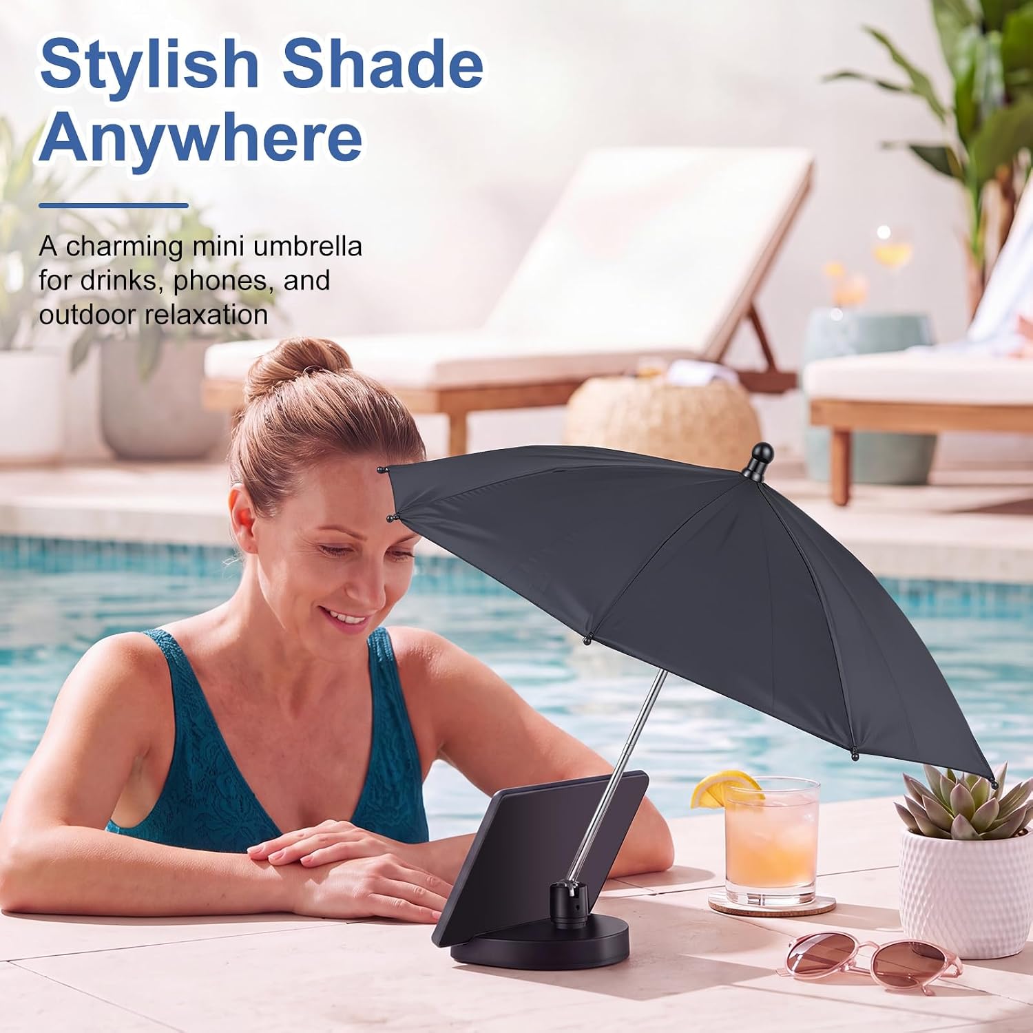 Novabright Mini Drink Umbrella with Base, Small Umbrella