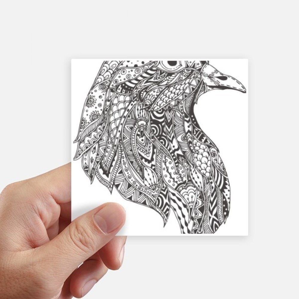 Oiseau peinture noire autocollant carré 10cm pour déco mur et sticker motobike 8pcs