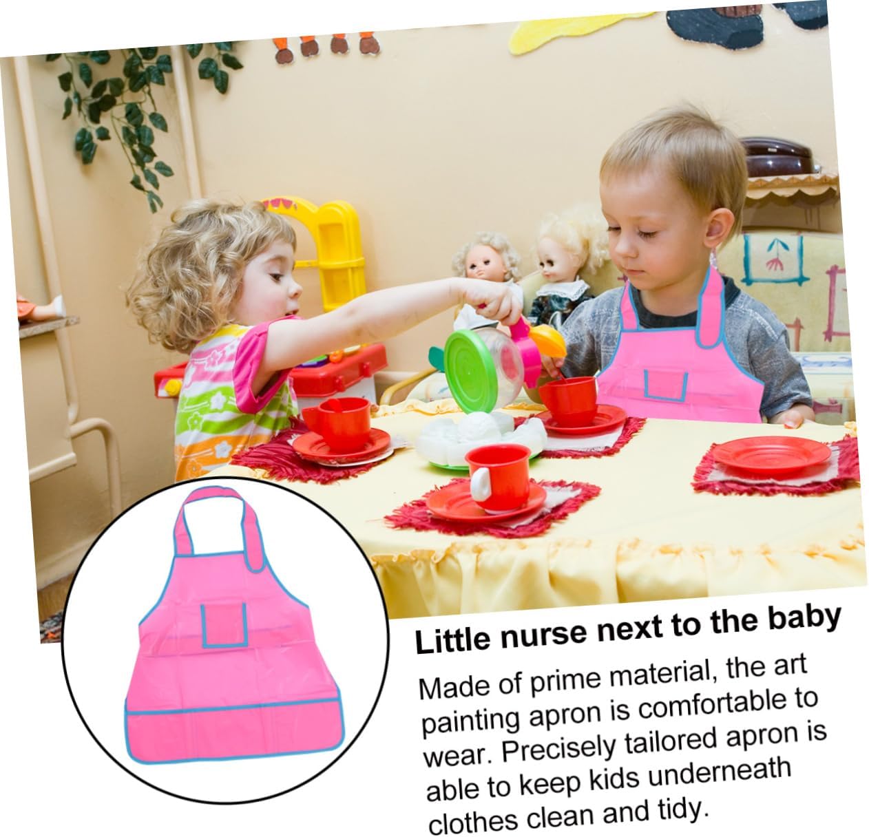 Alipis Boy Girl Painting Apron Smock Art Smock Pocket for Boy Girl for Painting Baking and Crafting Easy to Clean for Young Artists