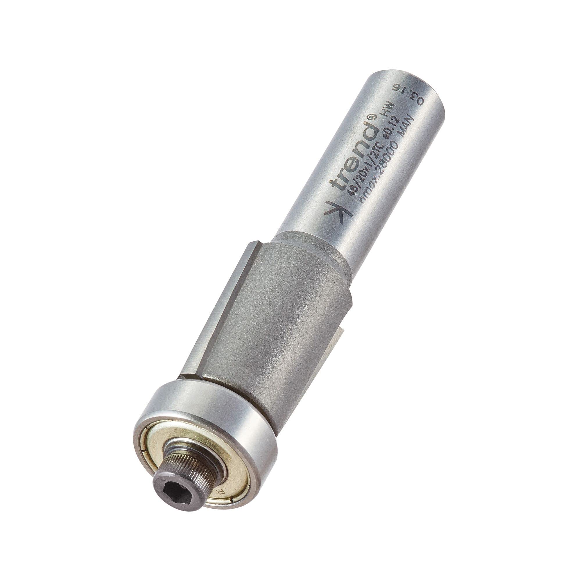 Trend Professional Bearing Guided Trimmer, 1/2 Inch Shank, 19Mm Cut Diameter And 25Mm Cut Length, 46/20X1/2Tc