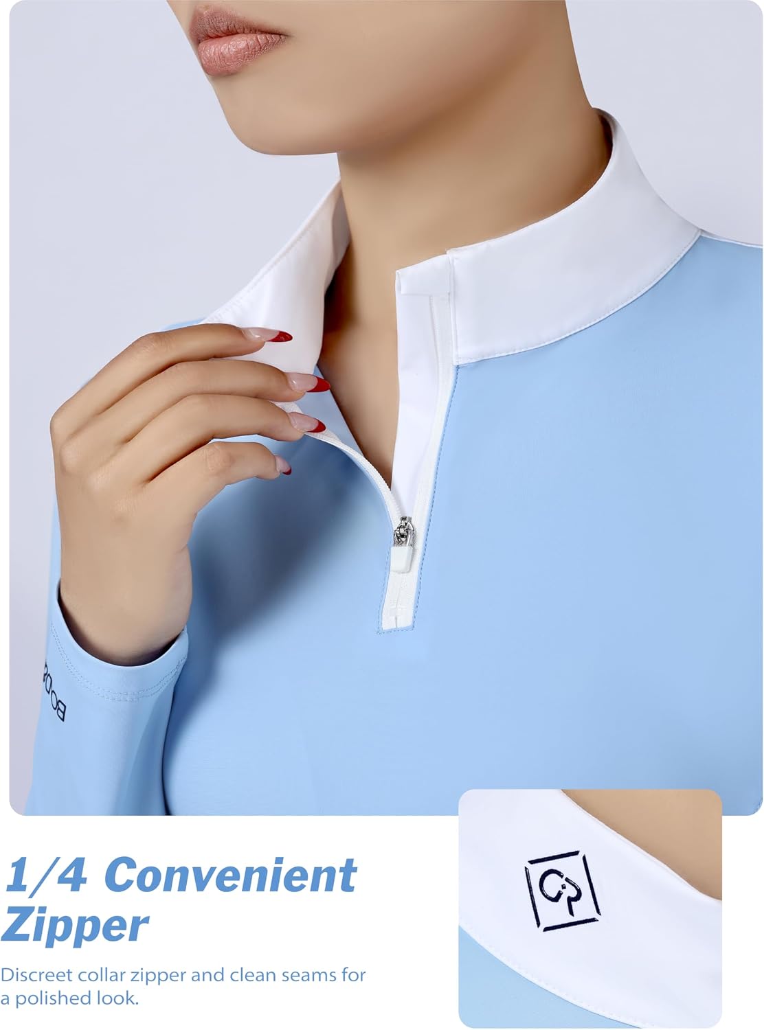 Women’s Equestrian Riding Shirt, Long Sleeve Horse Riding Top for Training & Show