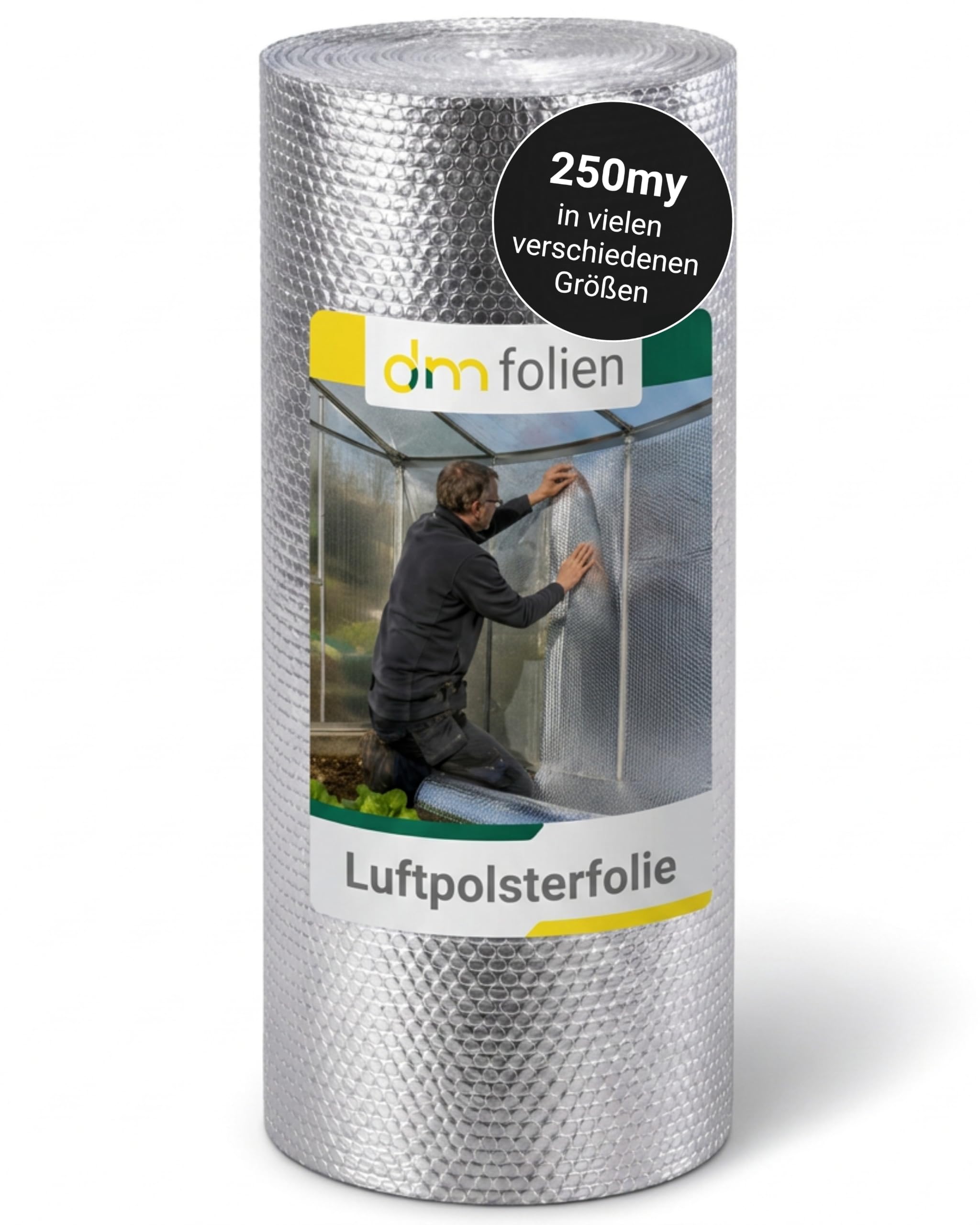 dm-folien Luftpolsterfolie alukaschiert I 120 cm x 50 m = 60 m² I 3-lagige & reißfeste Thermofolie I 250 my Isolierfolie für Modellbau, Flügeltaschen, Transport & Schutz empfindlicher Teile