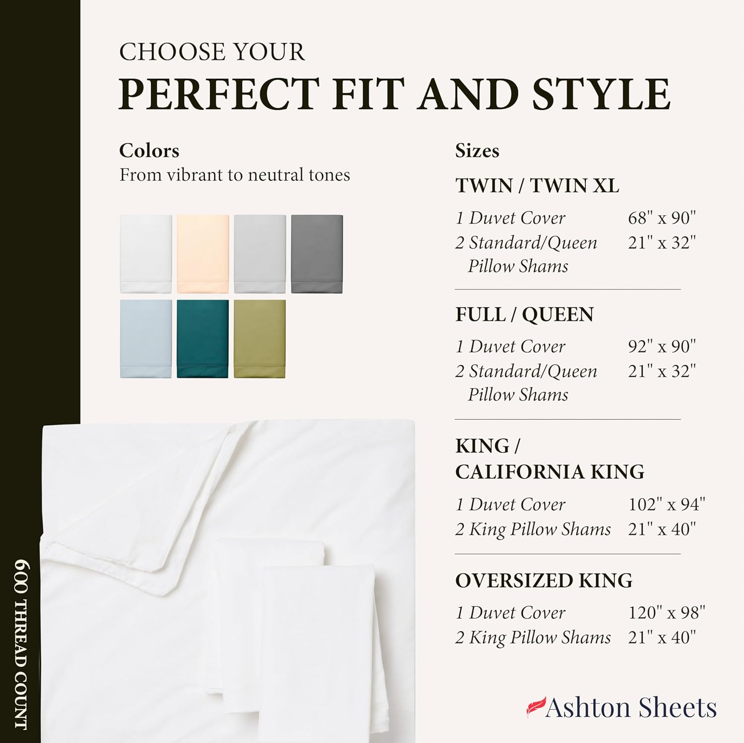 Ashton Sheets 100% Egyptian Cotton Duvet Cover Queen Size - Luxury 600 Thread Count Queen Duvet Cover (1 PC, White), Soft, Cooling Sateen Weave Comforter Cover with Zipper Closure & 7 Corner Ties - Image 7