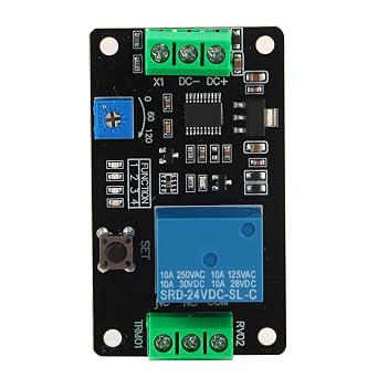 Delay Timer Relay Self Locking Delay On Off Time Switch Super 555 Timer DC Digital Time Relay Module Customizable Functions 5V 12V 24V for Delay Self Locking (DC24V)