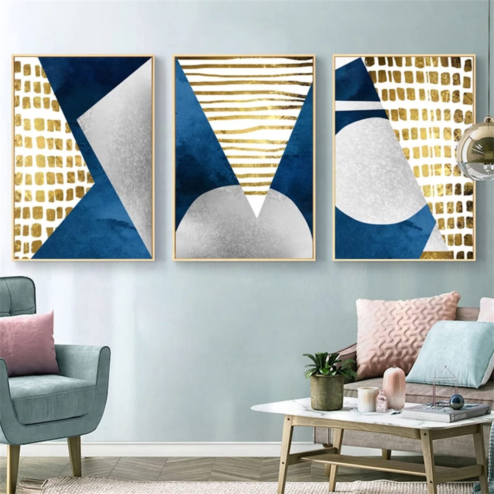 3 Pack Diamond Painting kit Completo Grandi Dimensioni Geometria blu d'oro Mosaico fai da te codici Numerici Pittura diamante strass ricamo a Punto Croce,Decorazioni Casa Pareti 40x50cm Square drill