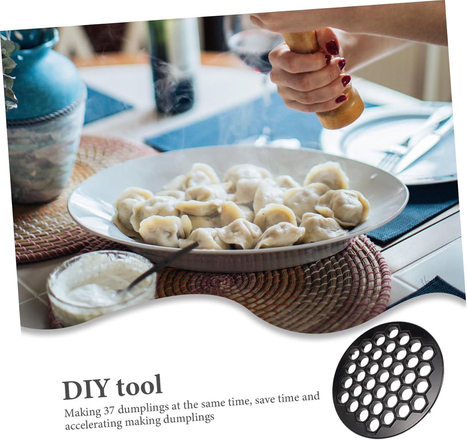 37Holes Dumpling Maker Zinc Alloy Jiaozi Mold for Quick Dumpling Preparation Kitchen Accessory for Home Restaurant Use Black