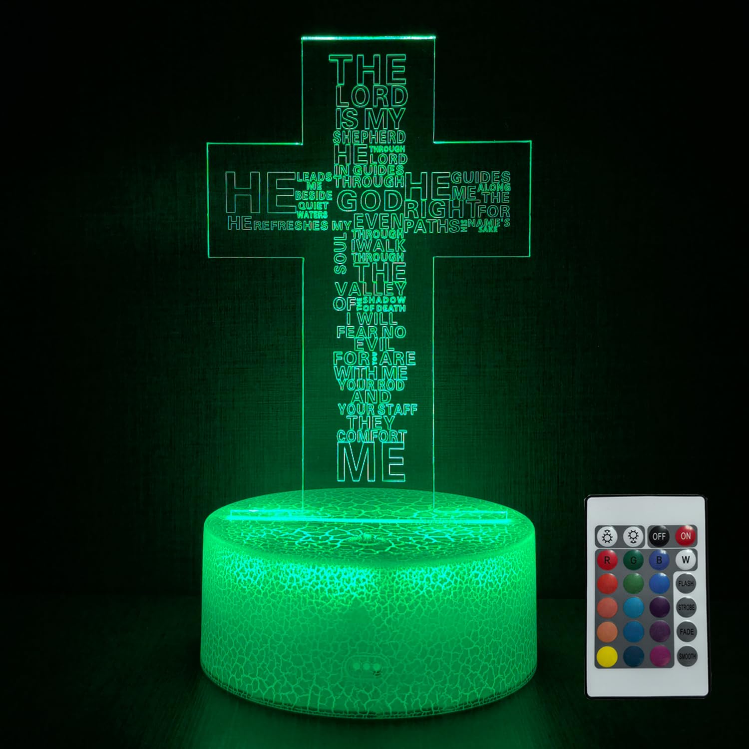 3D Cross Night Light Jesus Illusion Table Lamp with 16 Colors Remote Control Touch Lamp LED USB Night