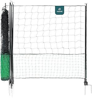 VOUNOT® Kit Filet à Poules 12M en PE Résistant avec Porte d'accès pour Enclos Extérieur Clôtures Volaille Protection Poules Canards Piquets Double Pointes Accessoires Inclus