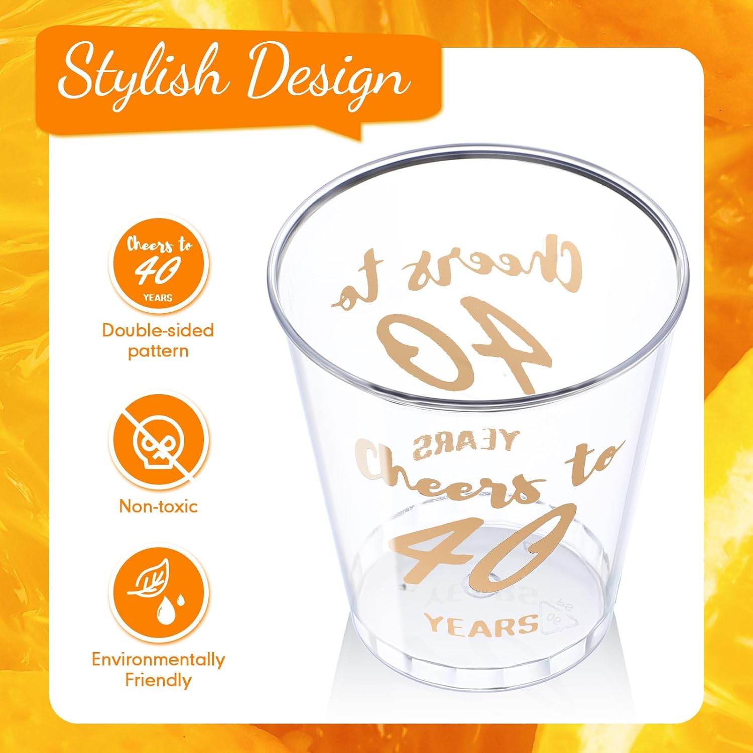 Zubebe 100 Pieces Cheers to Birthday Shot Glasses 2 oz Disposable Cups, Birthday Party Favors for Her and Him Women Men Anniversary Wedding Decorations (Cheers to 40 Years)