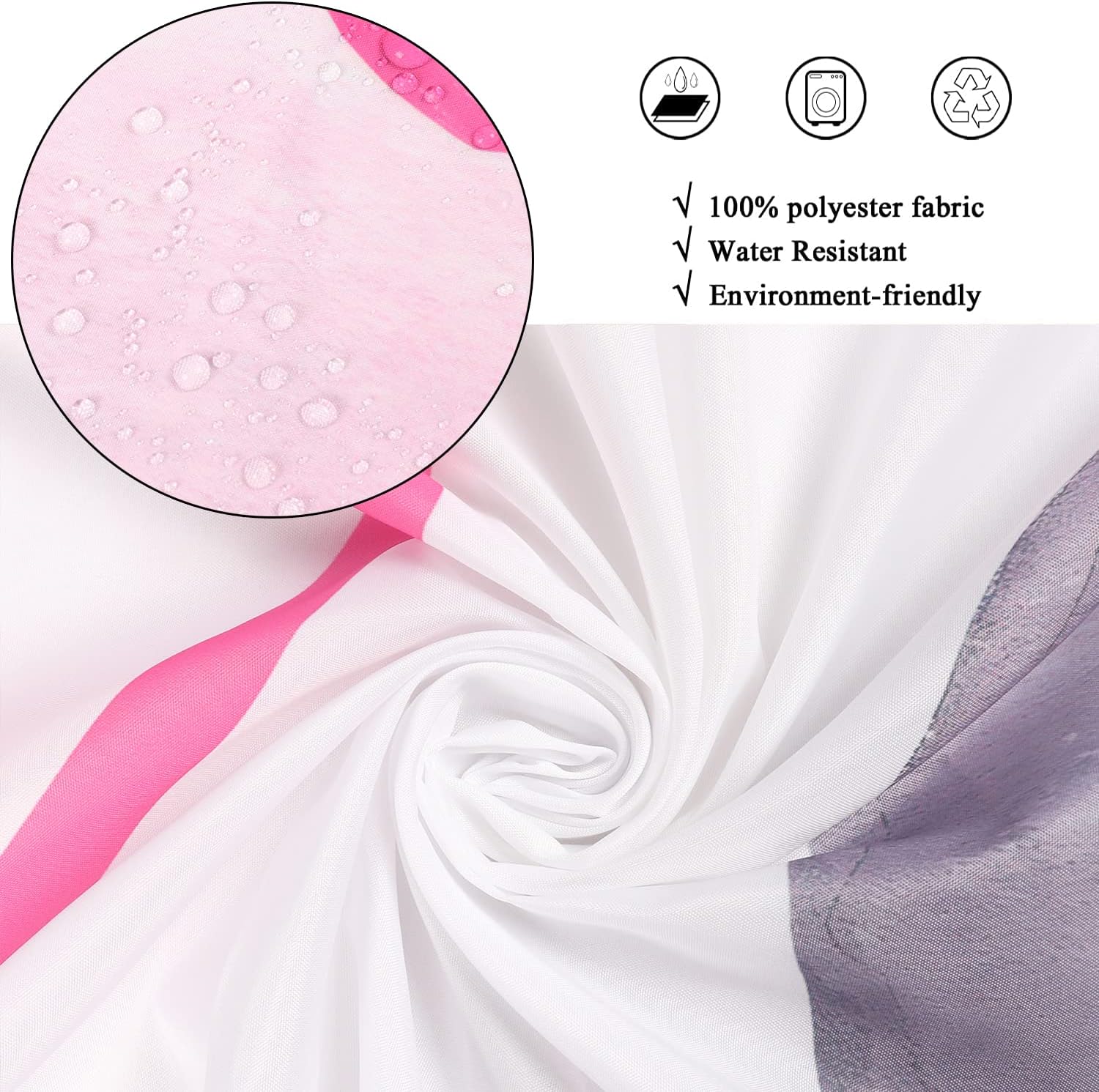 Pink Flamingo Shower Curtain, Funny Hot Pink Flamingos Girl's Cute Bathroom Curtain for Bathtub Home Decor Waterproof Fabric Machine Washable with 12 Hooks,72"x84"