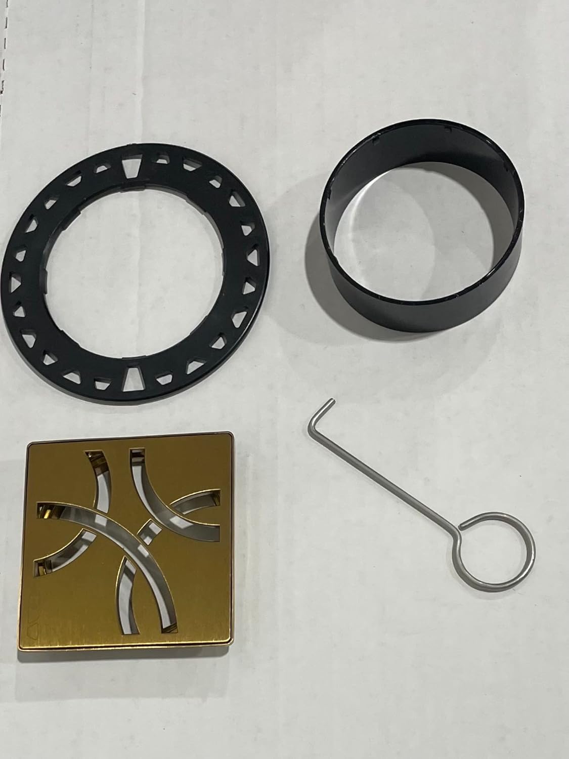 Schluter Kerdi-Drain Grate Kit with Integrated Slope Bonding Flange - Ideal for Bathroom or Wet Rooms - 4" BR Vintage Gold Curve, Adjustable - KDIF4GRKEBVGD6