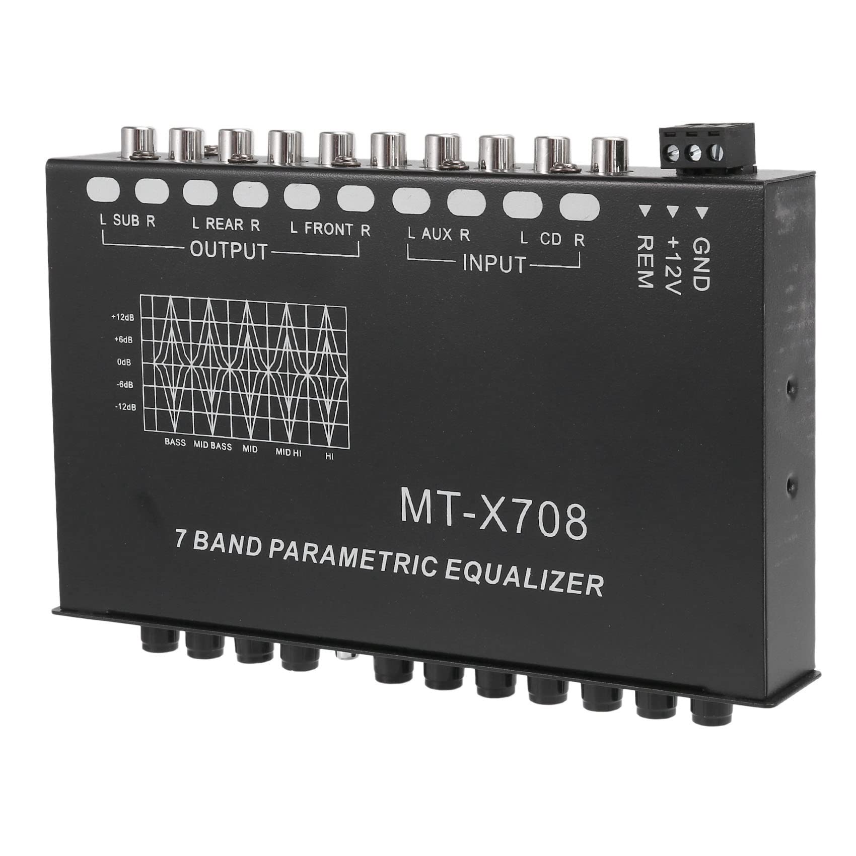 2X Ecualizador de Audio para Automóvil de 7 Bandas, Ecualizador Gráfico Ajustable para Amplificador de Automóvil EQ de 7 Bandas con Interruptor de Selección de Entrada CD/AUX,Negro