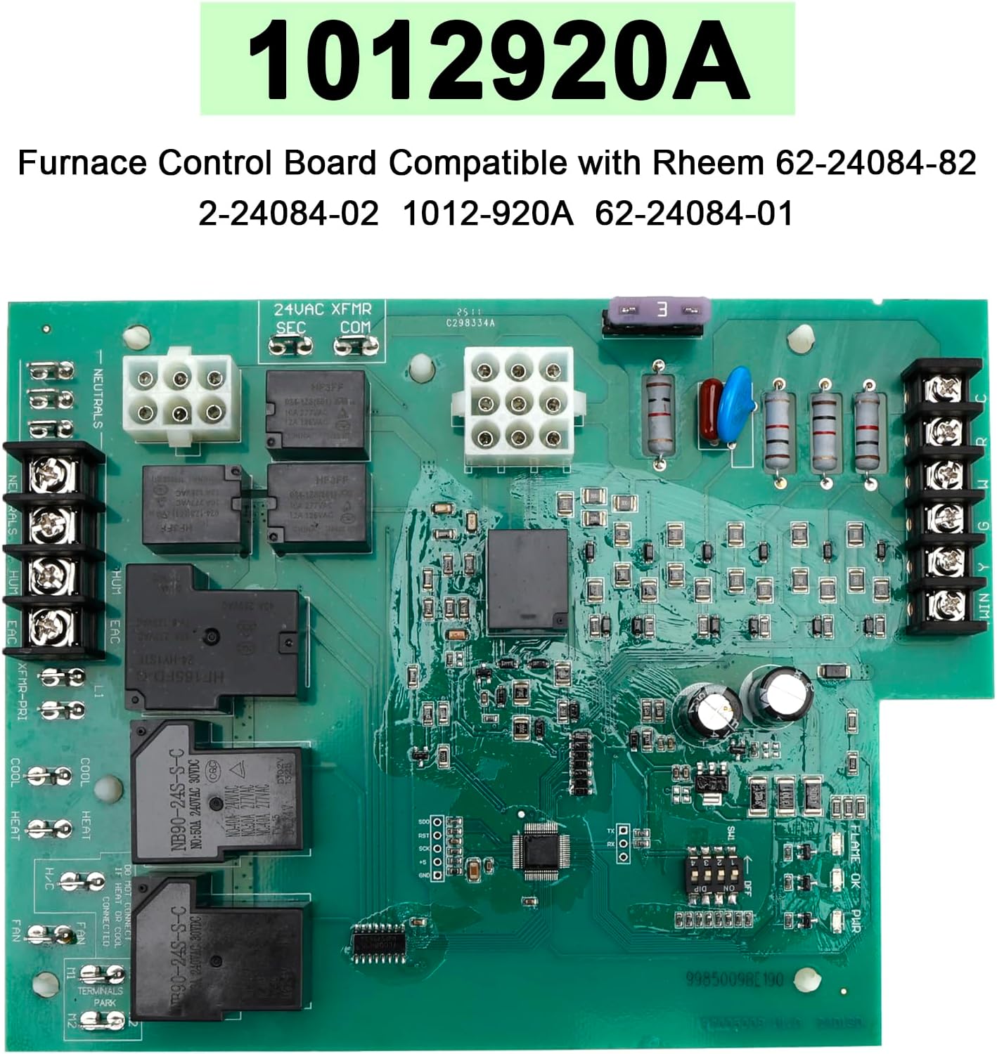 62-24084-82 Furnace Control Board ICM288 Compatible with Rheem 62-24084-82, 62-24084-02, 1012-920A, 62-24084-01 – Electronic Ignition Control Module for Gas Furnace