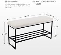 Vista 2 de Zesthouse Banco de zapatos tapizado para entrada con almacenamiento, cómodo banco de tela para dormitorio, extremo de cama, zapatero de metal