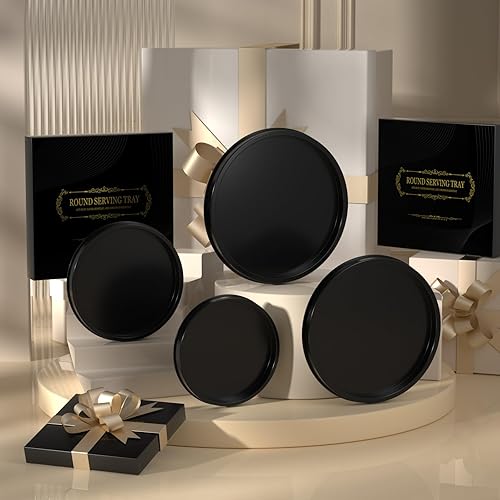 Miniatura 7 de HGF Bandeja decorativa para mesa auxiliar, bandejas redondas de hierro de metal de 9 pulgadas para fregadero de cocina, organizador de mesa de