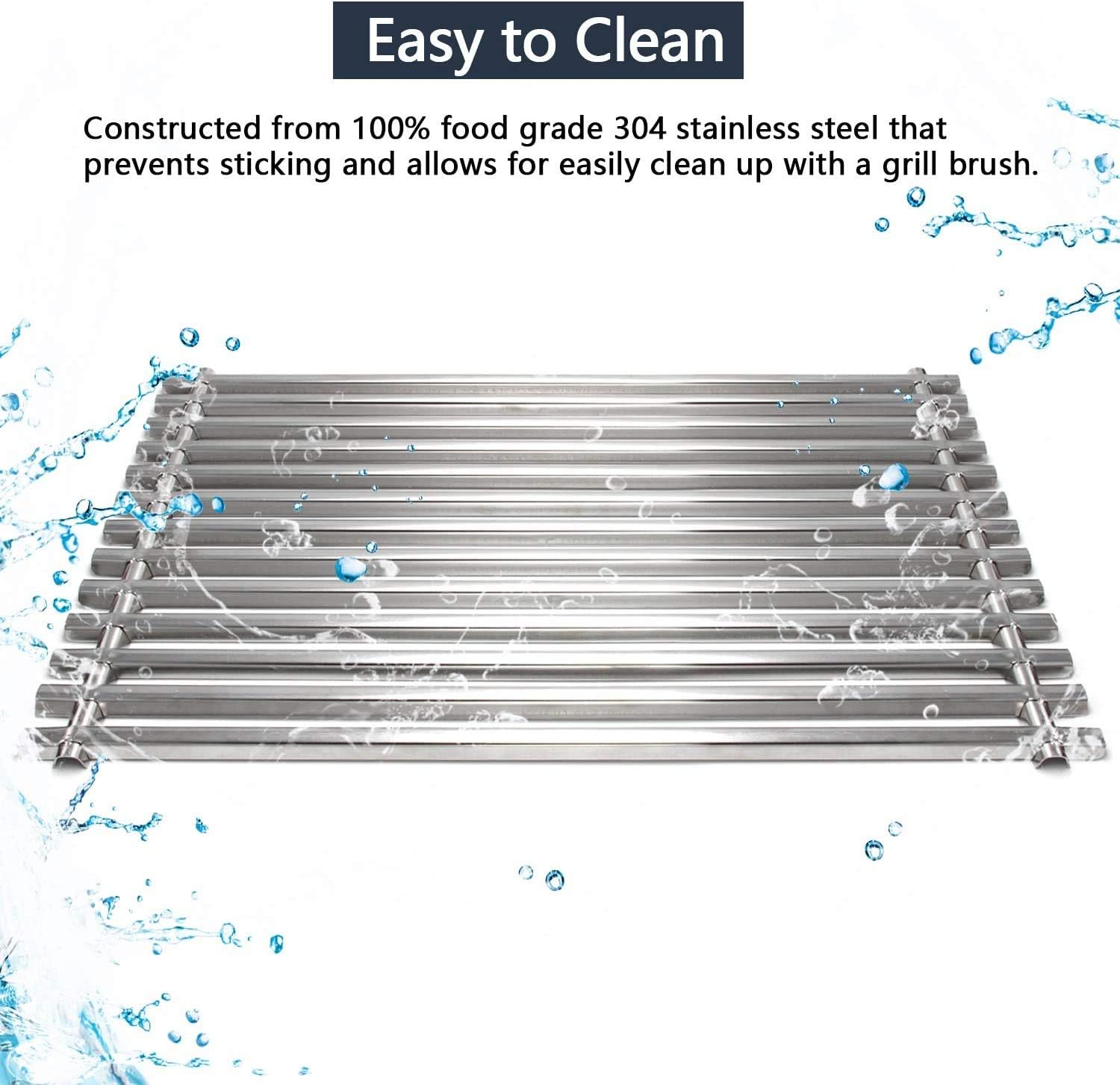 Hongso SUS304 Stainless Steel Grill Grates 7527 7525, Flavorizer Bars 7537 for Weber Spirit E-310 & E-320, Spirit S-310 & S-320, Spirit 700, Weber 900, Genesis Silver B/C Grill with Side Control Panel