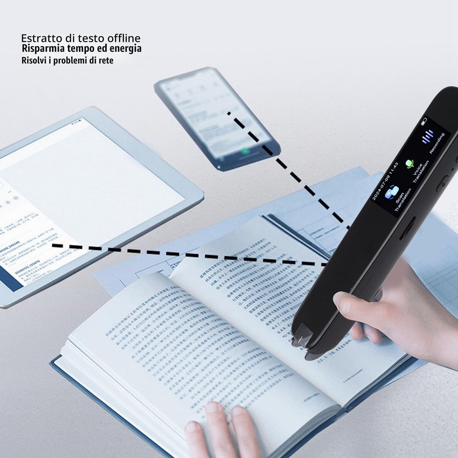 Penna per Scansione di Traduzione Aggiornata, Penna per Lettore di Scansione di Record, Scanner per Penna di Traduzione Digitale OCR 112 Dispositivo Traduttore di Lingue con