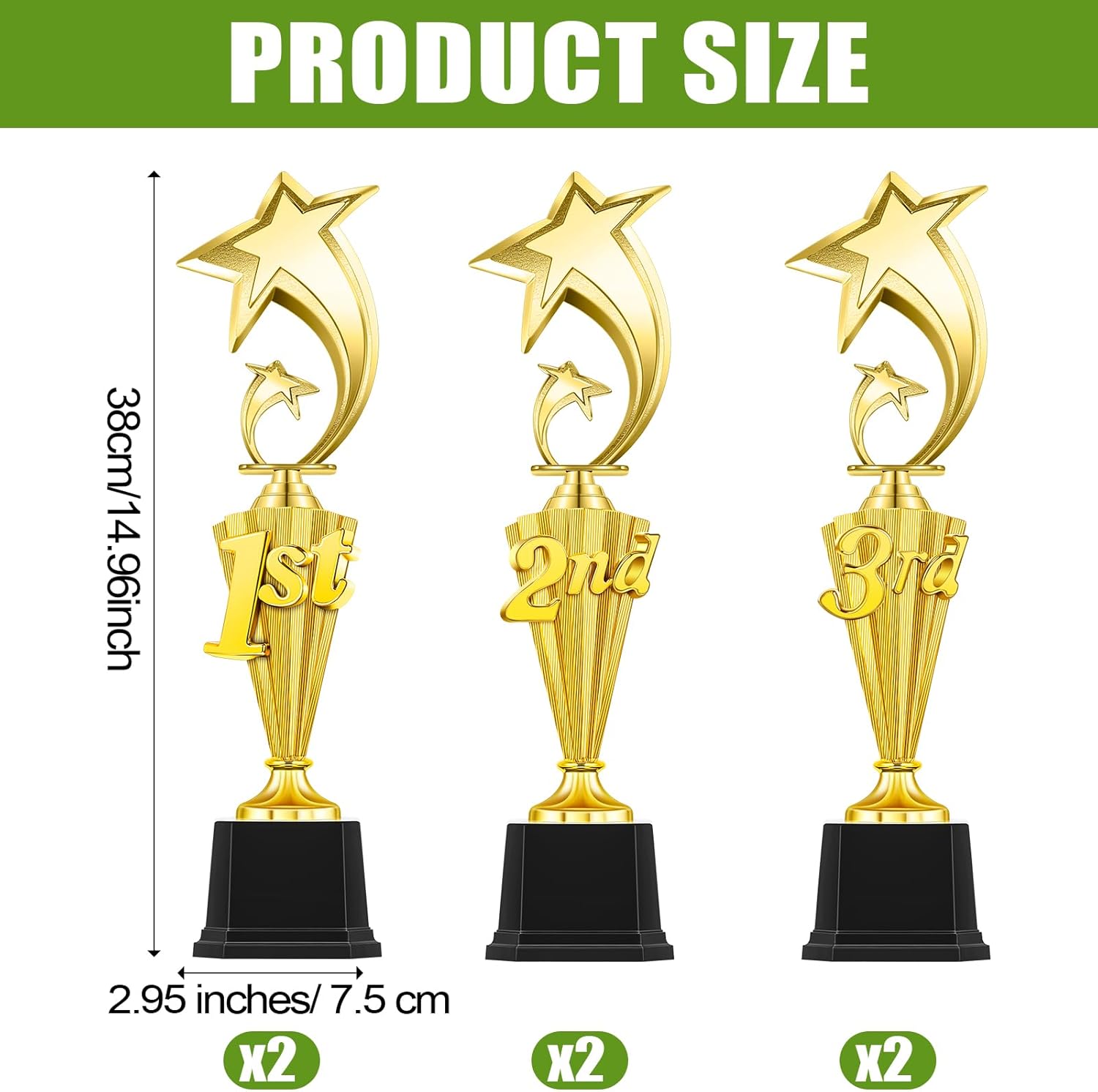 Foilswirl 1st 2nd 3rd Place Trophy Plastic Trophy Award for Sports Tournament Funny Prize Cup for Football Soccer Competitions Reward Ceremony