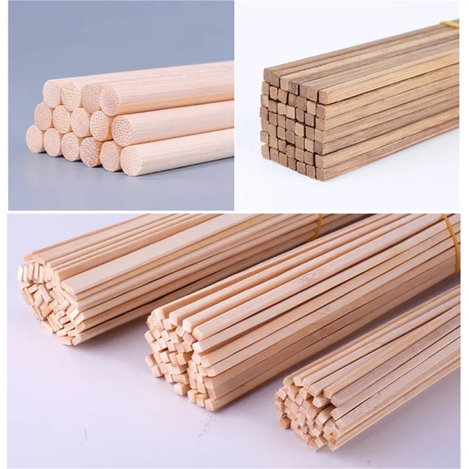 Batonnet En Bois Bâton Carré En Bois De Balsa, Bloc De Tiges De Cheville En Bois for La Fabrication De Modèles, 3x3.0mm 4x4mm 5x5mm De Long 200/300mm(8mmx20cm 60Pcs)