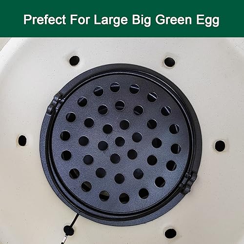 Miniatura 6 de Rejilla de fuego redonda de hierro fundido de 9 pulgadas, placa de carbón de alto calor para parrilla de fuego de huevos verdes grandes, piezas de