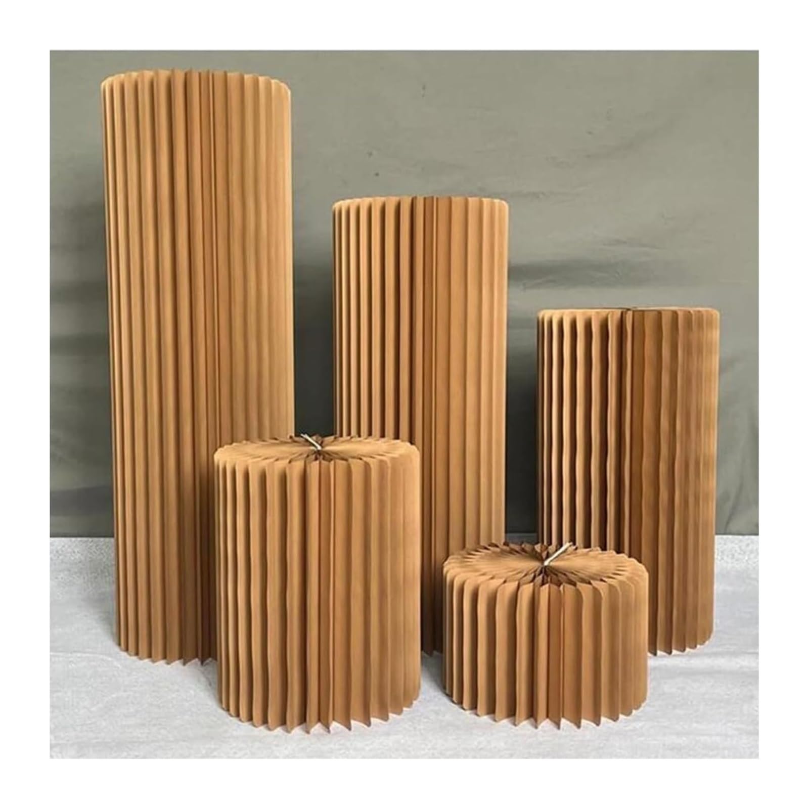 ZXGRfdefa Paper column display stand, Foldable Round Pedestal Stand Cardboard Columns Cylinder Tables For Parties Birthday Wedding Display(5pcs,Diameter 40cm)
