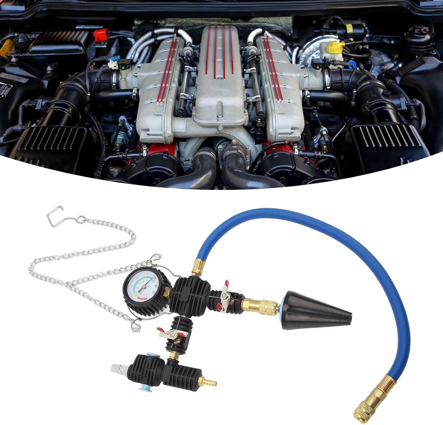 Coolant Vacuum Refill Kit, 90Psi High Strength Vacuum Fill Coolant Tool, Hose Radiator Pressure Tester Kit for Inspection Maintenance Work