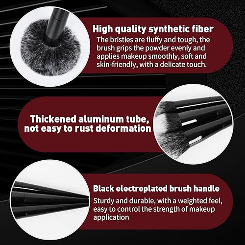 Miniatura 5 de Juego de 7 brochas de maquillaje negras, brochas sueltas para sombra de ojos en polvo, cuenco de limpieza de brochas de maquillaje, 50 varillas de