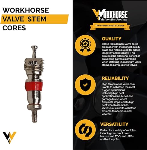 Miniatura 2 de Workhorse Automotive - Núcleos de válvula de alta temperatura de alta temperatura, paquete de 100 unidades y herramienta de extracción de núcleo de