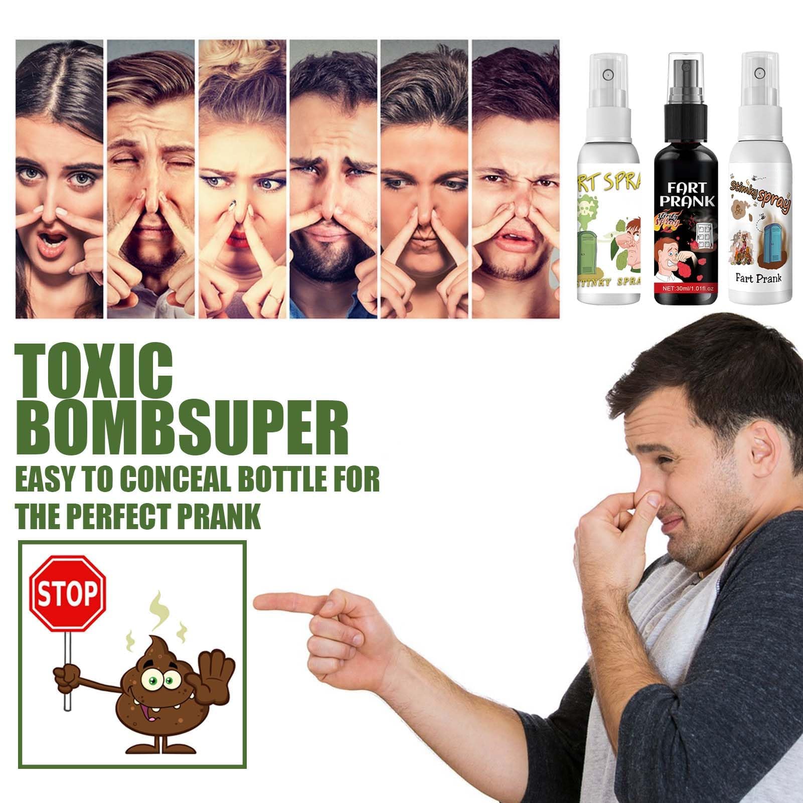 Miioto Fart Spray, Interessante Spray Puzzolente, Potente Fialette Puzzolenti, Articoli per Feste Divertenti, Cattivo Odore di Lunga Durata, Sicuri e Portatili - 30ml*3 (VO-EU0085)