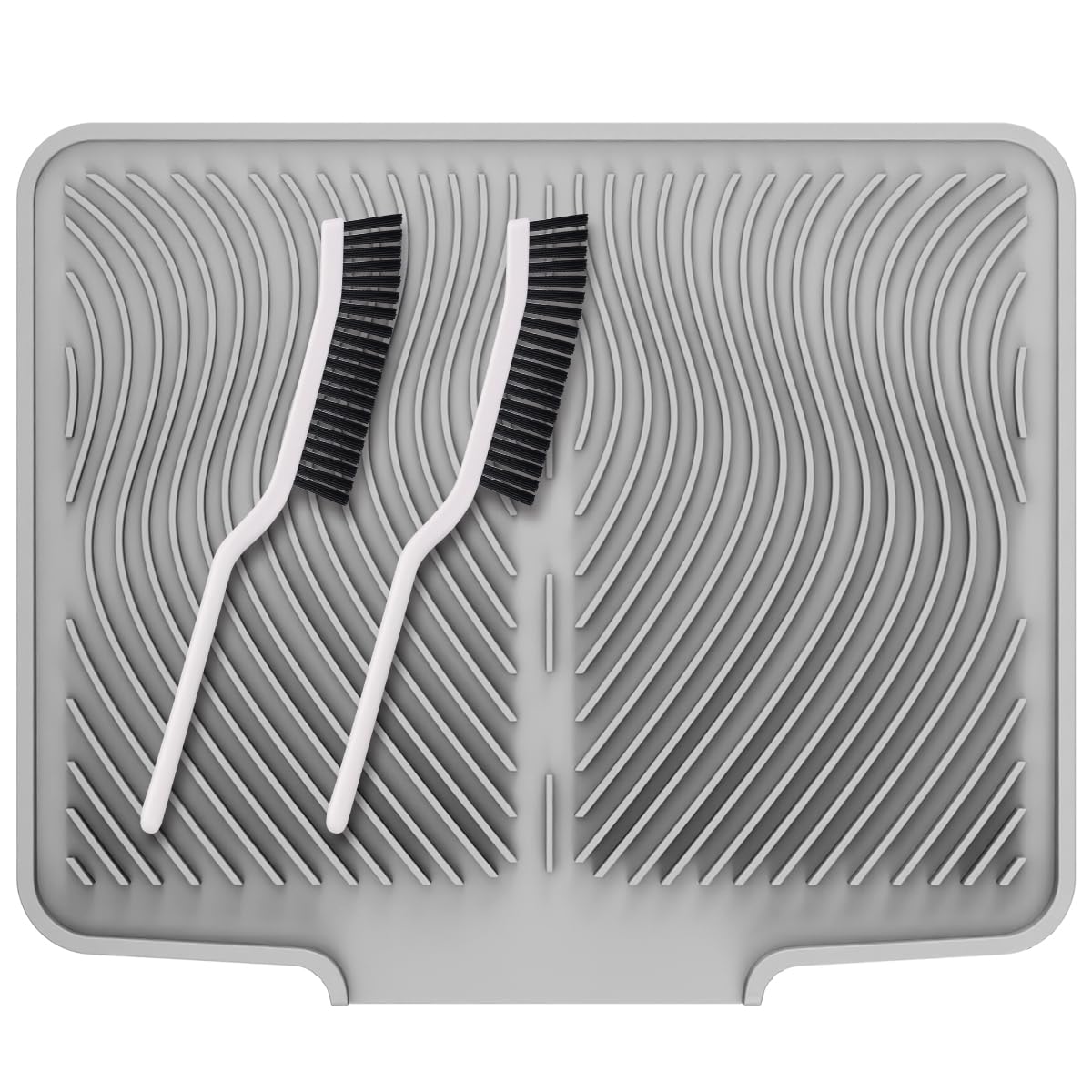 LUXHEIM Silicone Draining Mat, Dish Drying Mat with 2 Cleaning Brushes