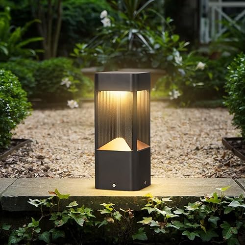 Luces de camino de 3000 K, luz de camino de paisaje negro, impermeable, lámpara de pie para jardín, luces modernas para pasarela, luz LED, luz
