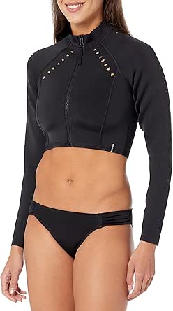 Body Glove Donna Vesta Crop Rashguard Con Cerniera - Taglio Laser Bianco, Taglia M