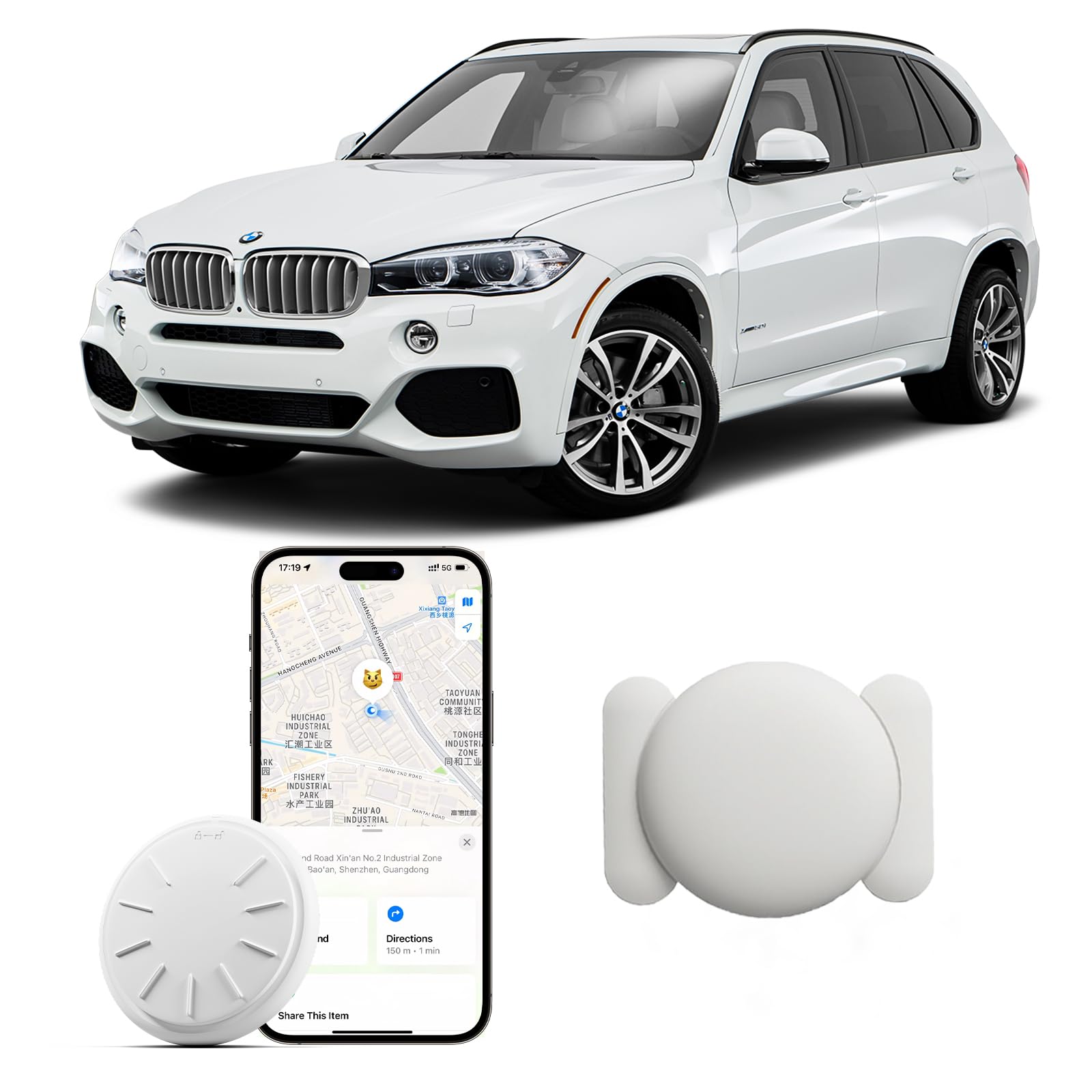 GPS Tracker for Vehicles, 1PCS Mini Hidden Vehicles Tracker with Magnetic Case, No Subscription Car GPS Tracker Work with Find My (iOS Only) (White)-image-27