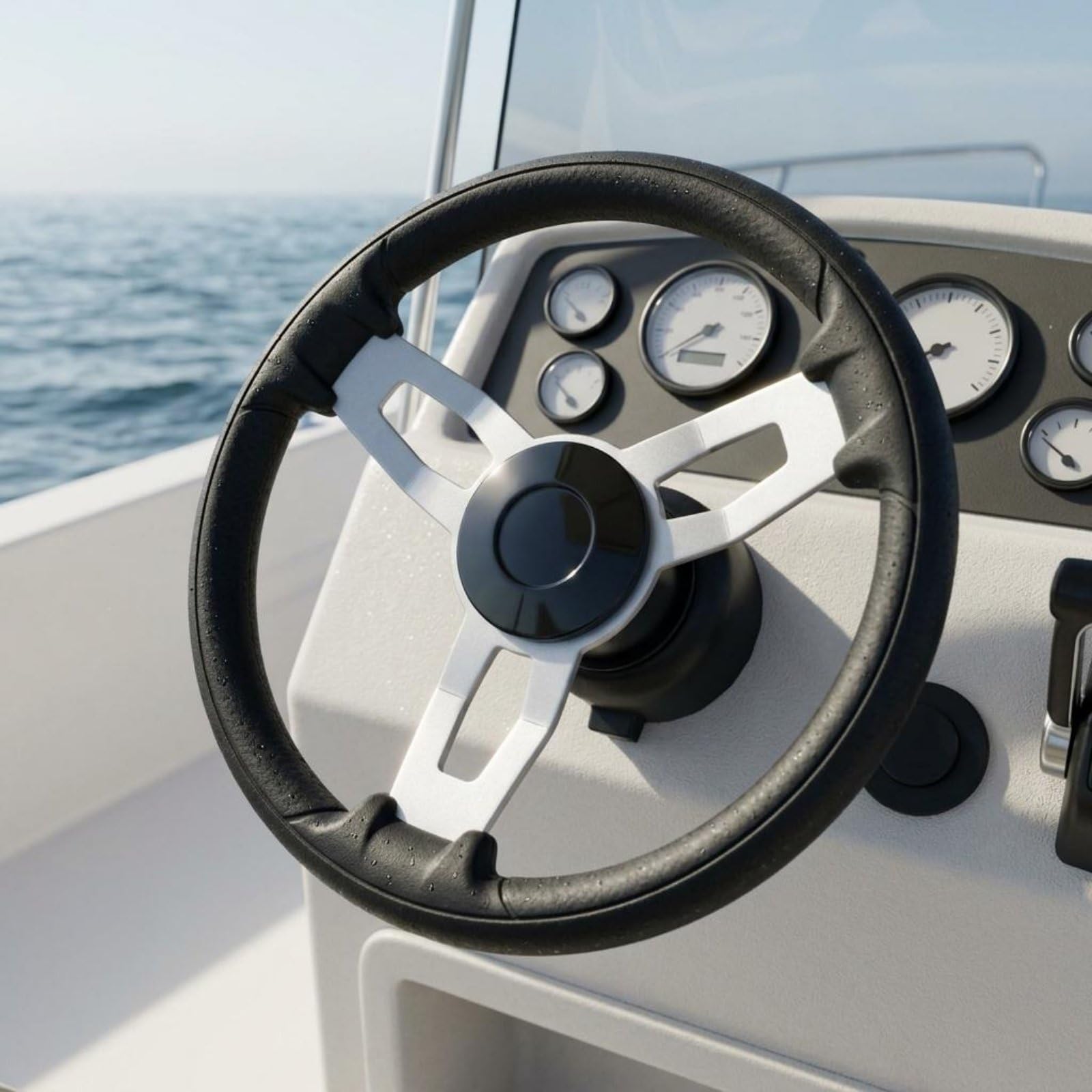 Schiffslenkrad Boot Steuerrad Yacht Lenkrad Marine Steuerrad Verstärkte Bauweise mit Rutschhemmender Oberfläche für Kontrollierte Kurven für, Black A
