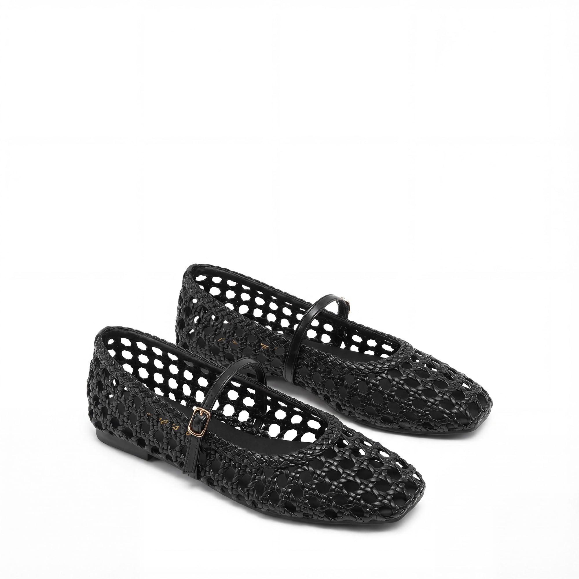 DREAM PAIRS Bailarinas de Mary Jane Tejidas para Mujeres, Cómodas y Elegantes, con Punta Cuadrada y Correa Ajustable