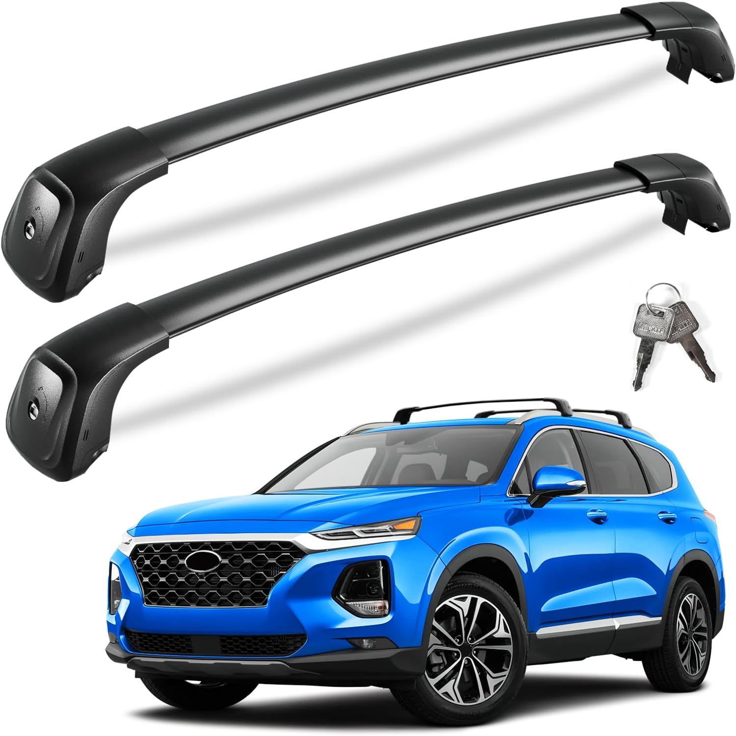 KINGGERI Lockable Heavy Duty 260lbs Roof Rack Cross Bars Fit for Hyundai Santa Fe 2019 2020 2021 2022 2023, Full Metal Aluminum Roof Rack Cross Bars Cargo Hauler Bag Luggage Kayak Car Accessories Compatible with Hyundai Santa Fe 2019-2023