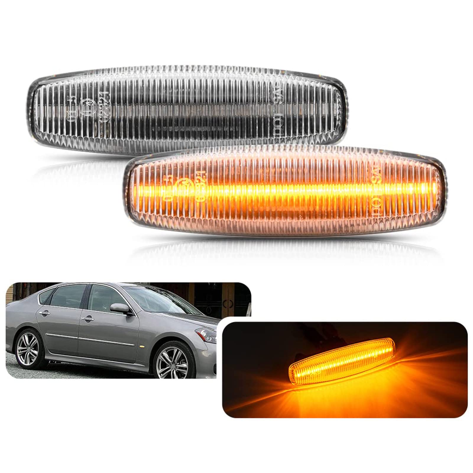 LED Side Indicator Repeater Clear Lens Side Marker Turn Signal Lights For Infiniti M35 M45 EX25 EX35 EX37 FX35 FX37 FX50 QX50 QX70 JX35 For N/issan Pathfinder Murano LED Side Indicator Repeater Clear Lens Side Marker Turn Signal Lights For Infiniti M35 M45 EX25 EX35 EX37 FX35 FX37 FX50 QX50 QX70 JX35 For N/issan Pathfinder Murano