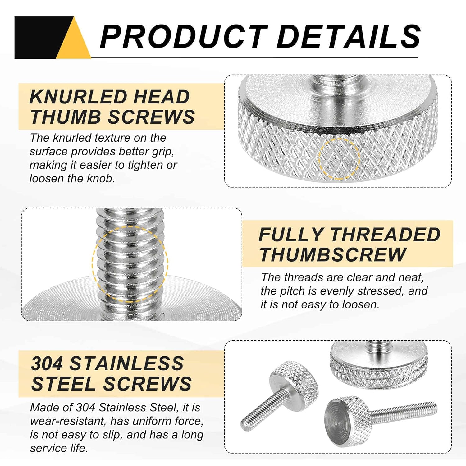 MECCANIXITY 4 Pcs M4x8mm Flat Head Knurled Thumb Screws, 304 Stainless Steel Fully Threaded Thumbscrew Bolts Fasteners for PC Computer Cases Graphics Card, Silver
