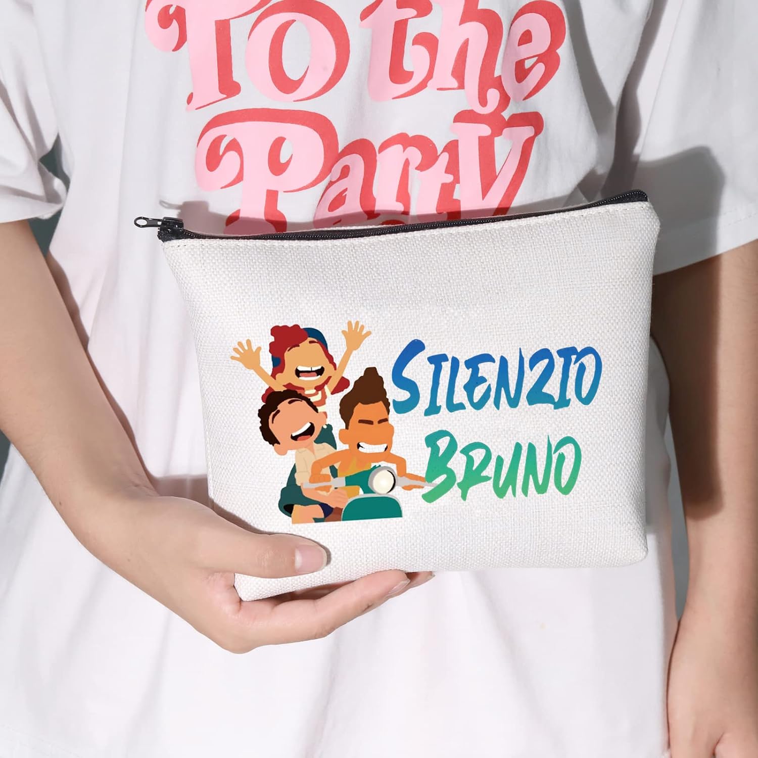 LEVLO Luca Cosmetic Bag Luca Fans Gift Silenzio Bruno Makeup Zipper Pouch Bag, Silenzio Bruno, Makeup Bag - Image 4