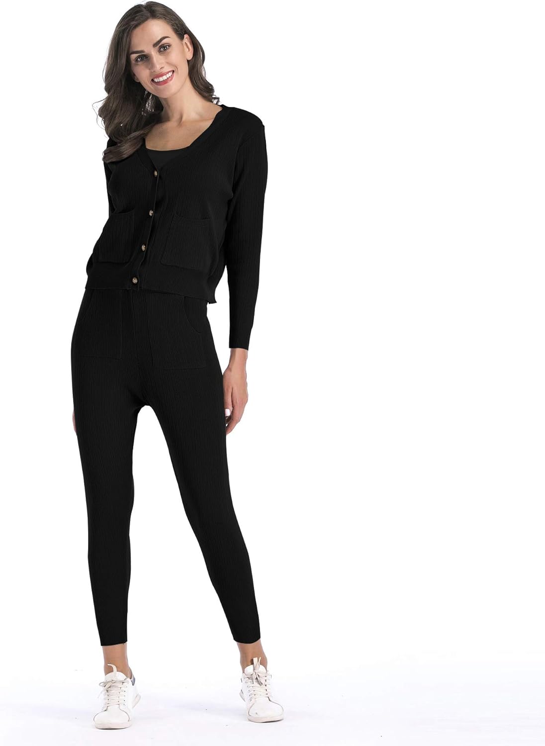 Ribbed knitting casual sweater & pants sets Clearance