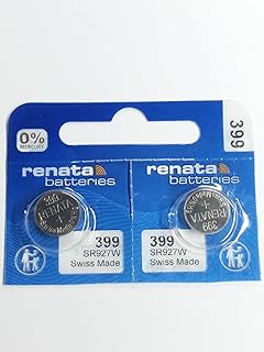 Renata Watch Battery Swiss Made Renata 399 or SR927SW Or AG7 1.5V (2 Batteries, 399 or SR 927 SW)