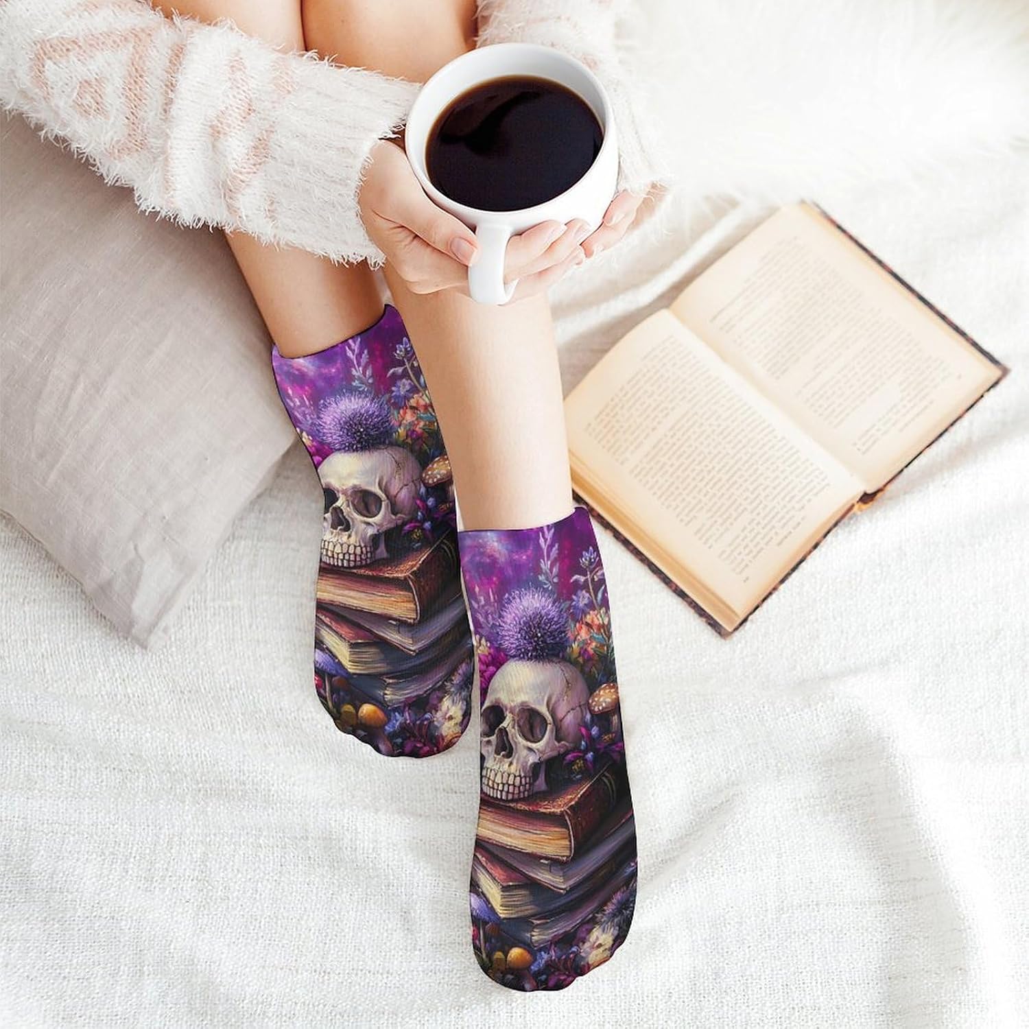 Skull Book Mens Socks No Show Low Cut Ankle Sock for Sports