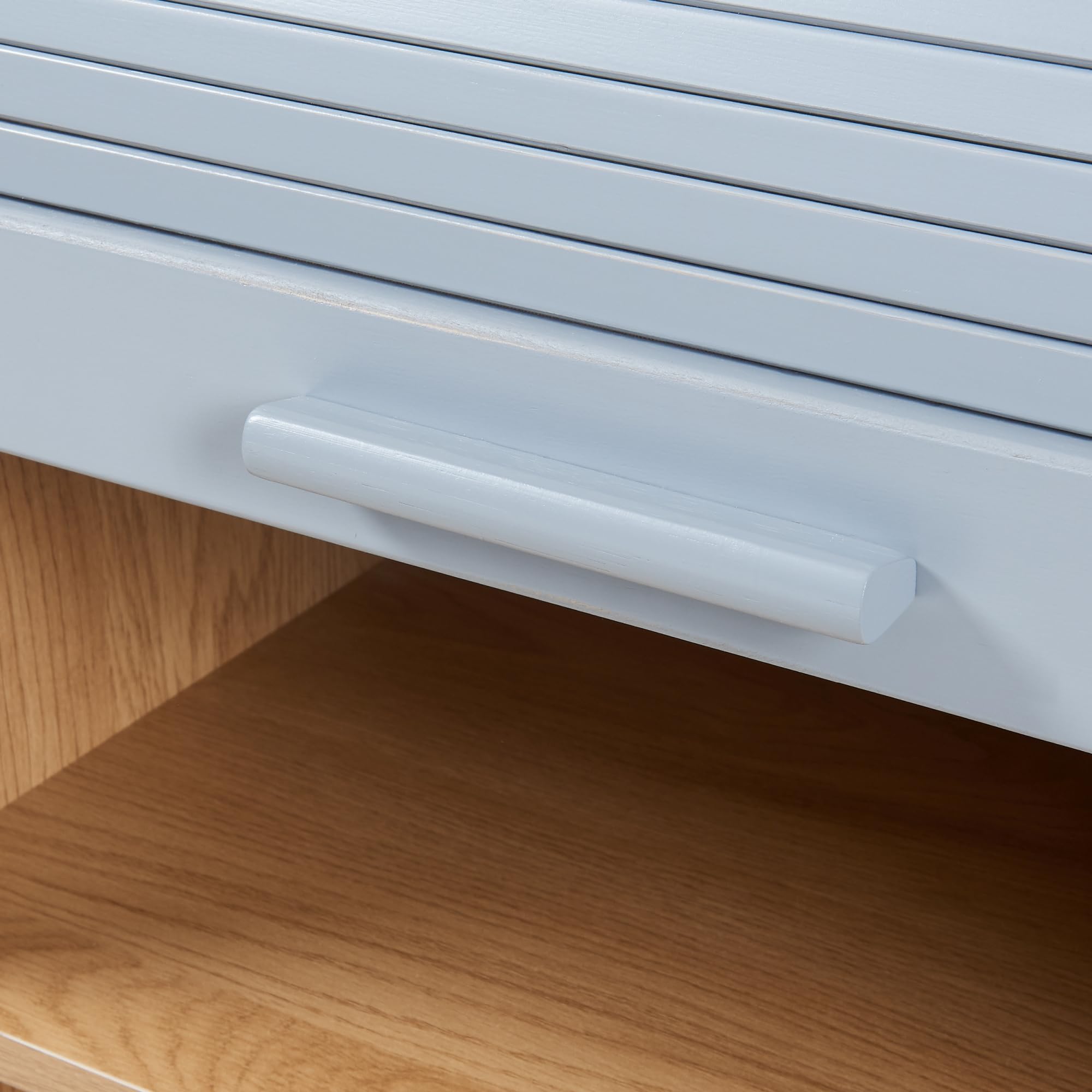 [en.casa] Jalousieschrank Kavlinge Rollladenschrank mit Einer Tür Büro Wohnzimmer Aktenschrank 80 x 60 x 40 cm Bambus/Grau
