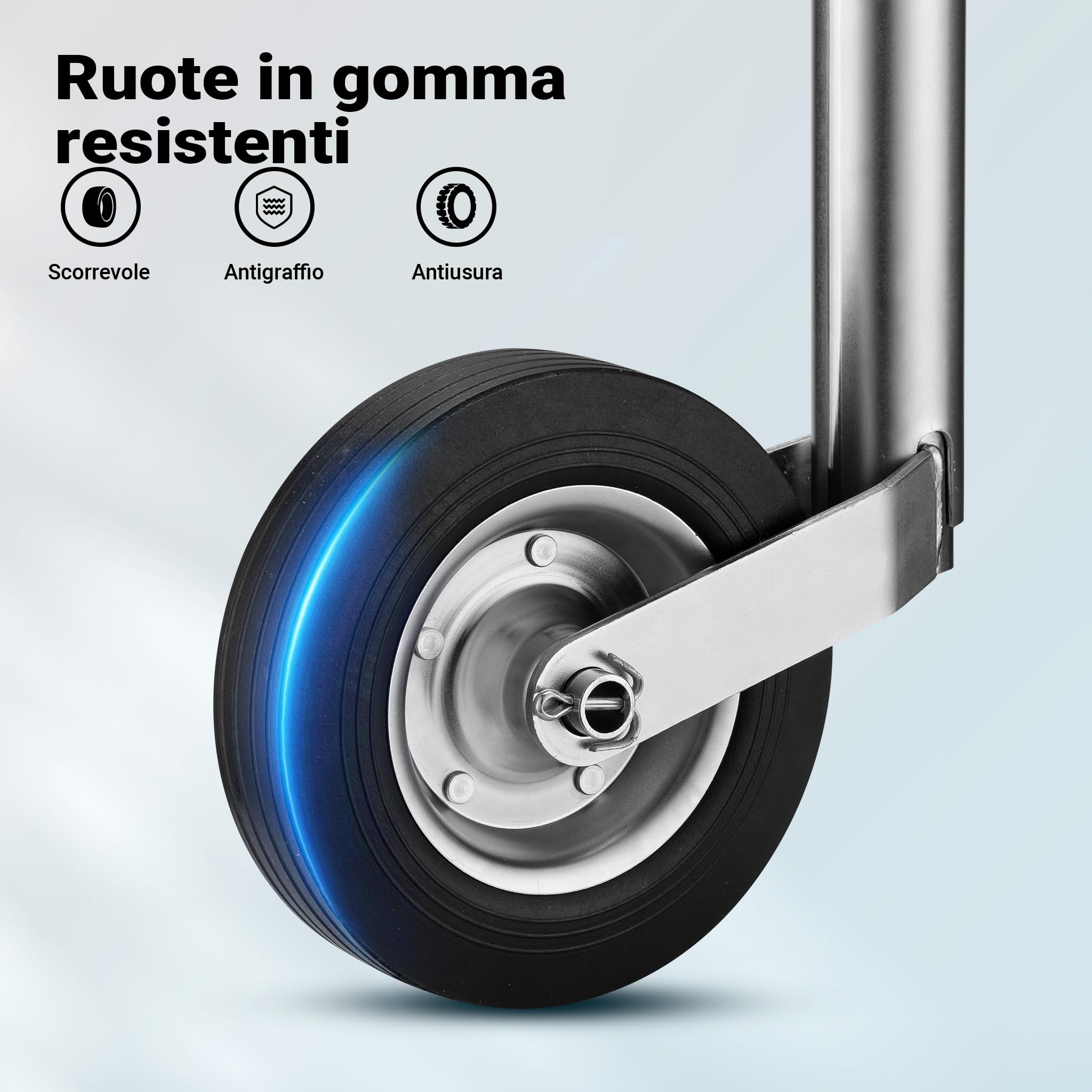 Wiltec Servotimone con ruota 362 kg Ruotino per carrello appendice rimorchio roulotte