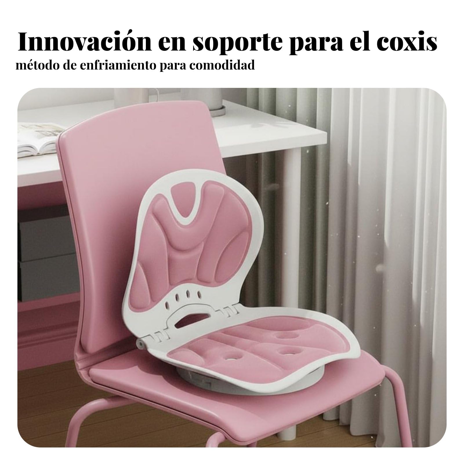 Cojín Ergonómico Asiento Respaldo Giratorio Apoyo Lumbar Almohada de Espalda Soporte Completo para Espalda Baja Cintura y Caderas Tejido Ventilado de