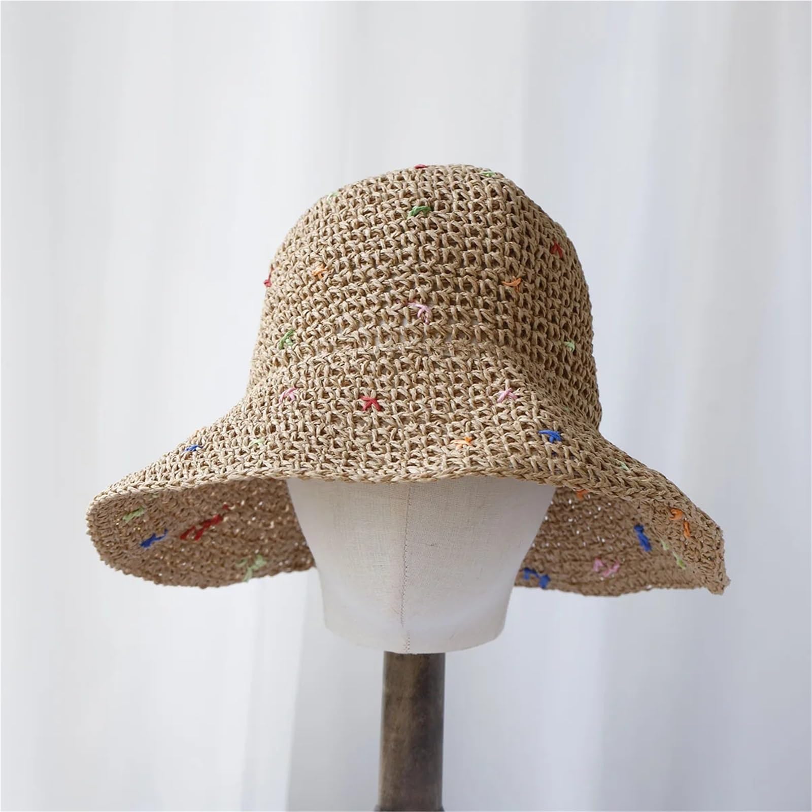 1/2 pieza sombrero de pescador sol plegable multicolor for playa, viajes y vacaciones paja hecho a mano para Campo