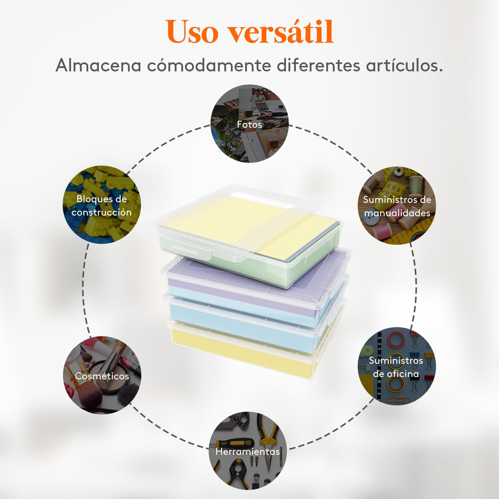 Lifewit 5L Cajas de Plástico Multiusos con Tapa, Almacenamiento de Papel A4, Organización en el Aula, Almacenamiento para Material de Manualidades, Documentos, 32 x 23 cm, Transparente, 4 Piezas
