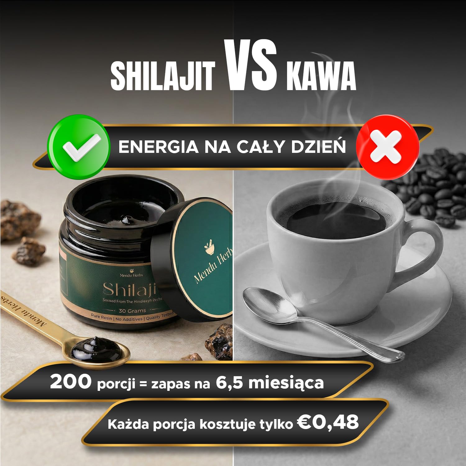Czysta Himalajska Żywica Shilajit 2 × 30 g - 75% Kwasu Fulwowego - Ponad 85 Minerałów - 100% Oryginalna - Testowana Laboratoryjnie - Energia, Regeneracja, Wsparcie Mózgu